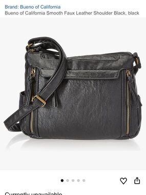 Bueno Black Faux Leather Crossbody with Gold Hardware
